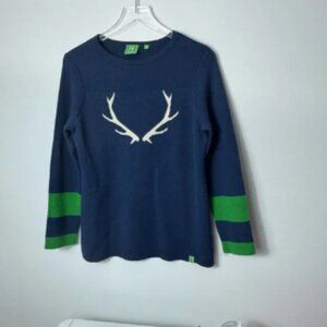 Neve by CK Bradley Antler Sweater - Navy Blue size Medium 2061